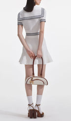 White Textured Knit Mini Skirt Flowering Girl