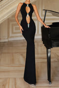 Crystal Embellished Cutout Maxi Dress in black Flowering Girl