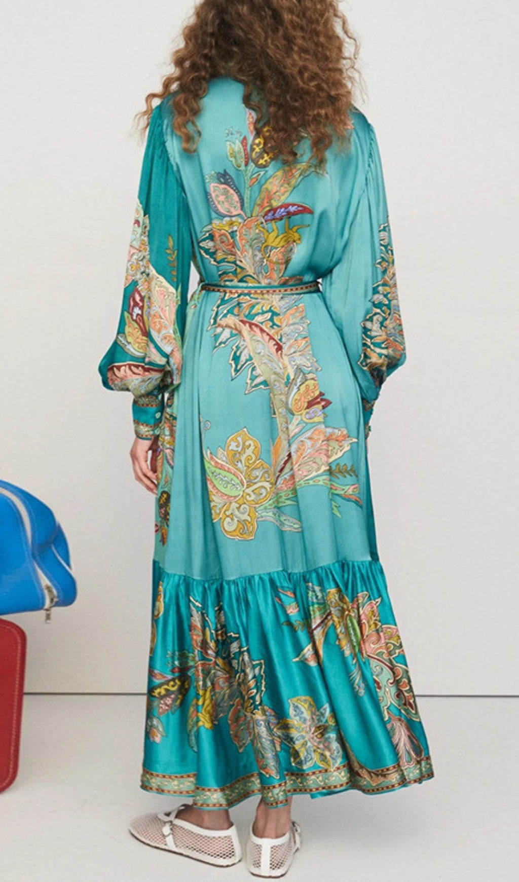 Canyon Flower Printed Long Sleeve Maxi Dress Flowering Girl