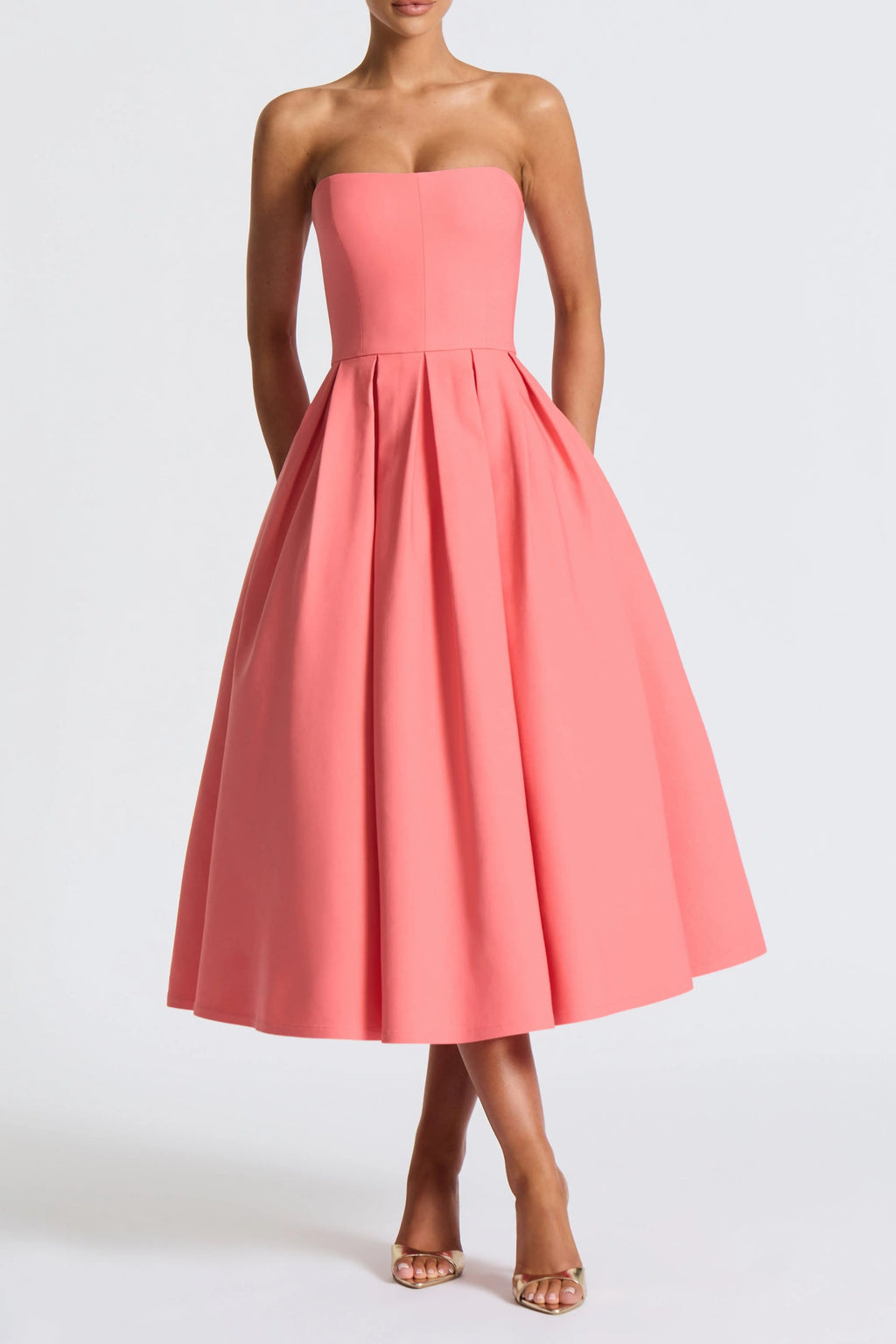 Edith Midi Dress - Coral Pink Flowering Girl