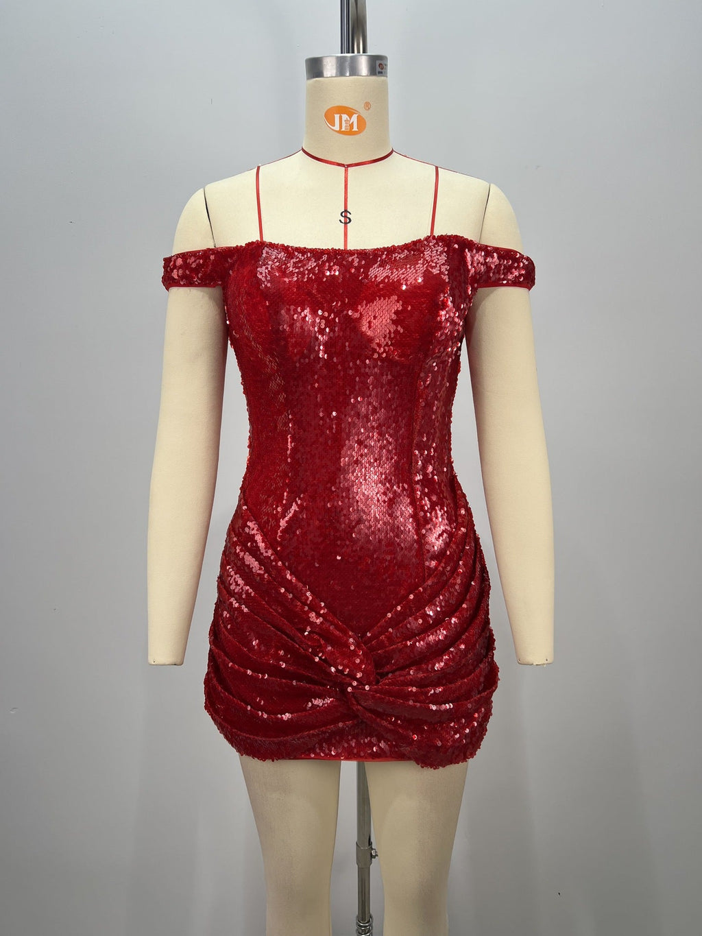 Juliet Sequin Ruched Beaded Strapless Bodycon Mini Dress In Red Flowering Girl