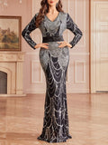 Mayana Black Sequin Long Sleeve Maxi Dress Flowering Girl