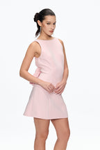 Bernice Pearl Bow Backless Mini Dress In Pink Flowering Girl