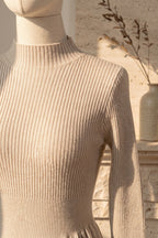 Beige Ribbed Knit Maxi Dress Flowering Girl