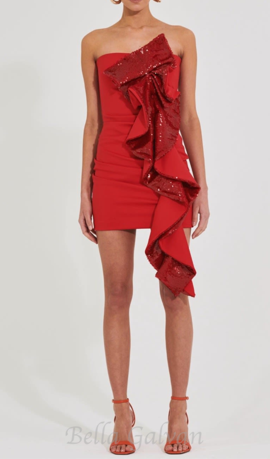 amelia sequin ruffle red mini dress Flowering Girl