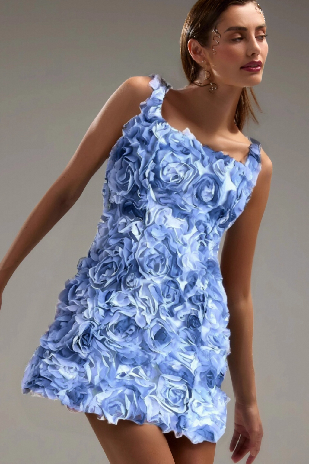 Blue Flower Mini Dress Flowering Girl