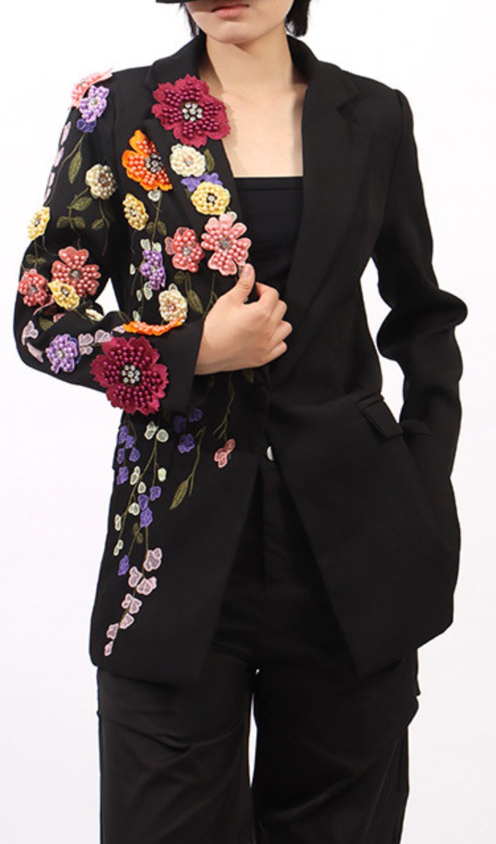 Giordano Flower Beaded Embroidery Blazer Flowering Girl