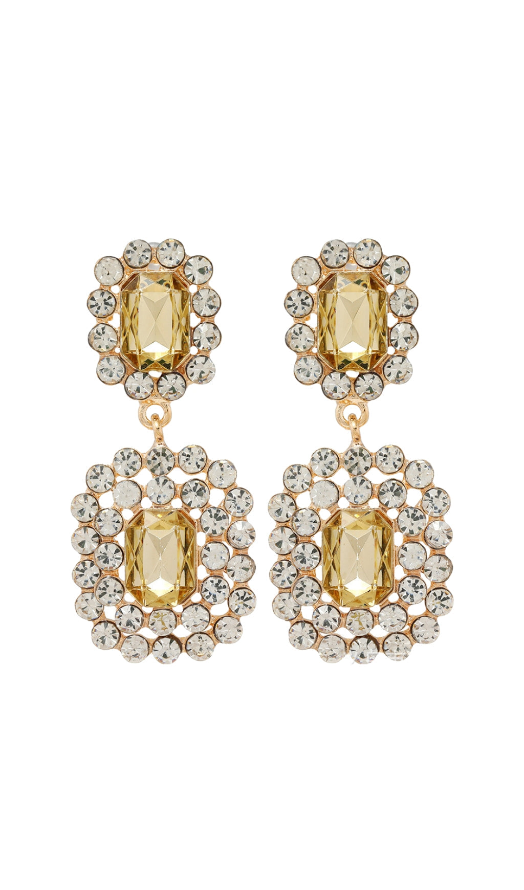 Ayuka Champagne Rhinestone Gem Drop Earrings Flowering Girl