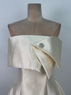 Brianna One-Shoulder Satin Mini Dress In Apricot Flowering Girl