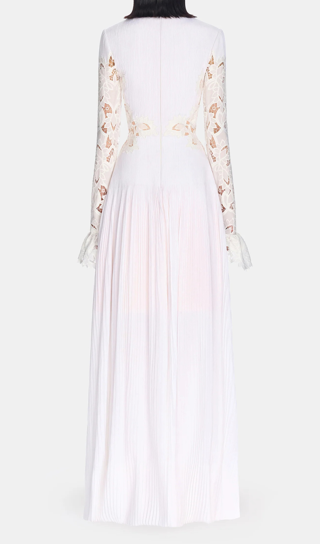 Lace Embroidered Hollow Maxi Dress In White Flowering Girl