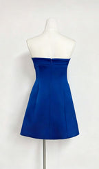 Lailah Blue Strapless Flower Mini Dress Flowering Girl