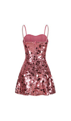 Isabela Pink Sequin Mini Dress Flowering Girl