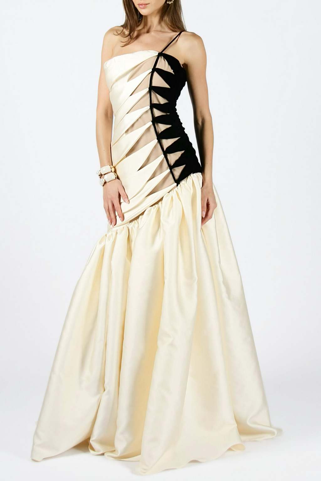 One Shoulder Satin Ruched Maxi Dress Flowering Girl