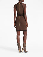 BROWN MONOGRAM-JACQUARD WOOL-BLEND SKIRT Flowering Girl