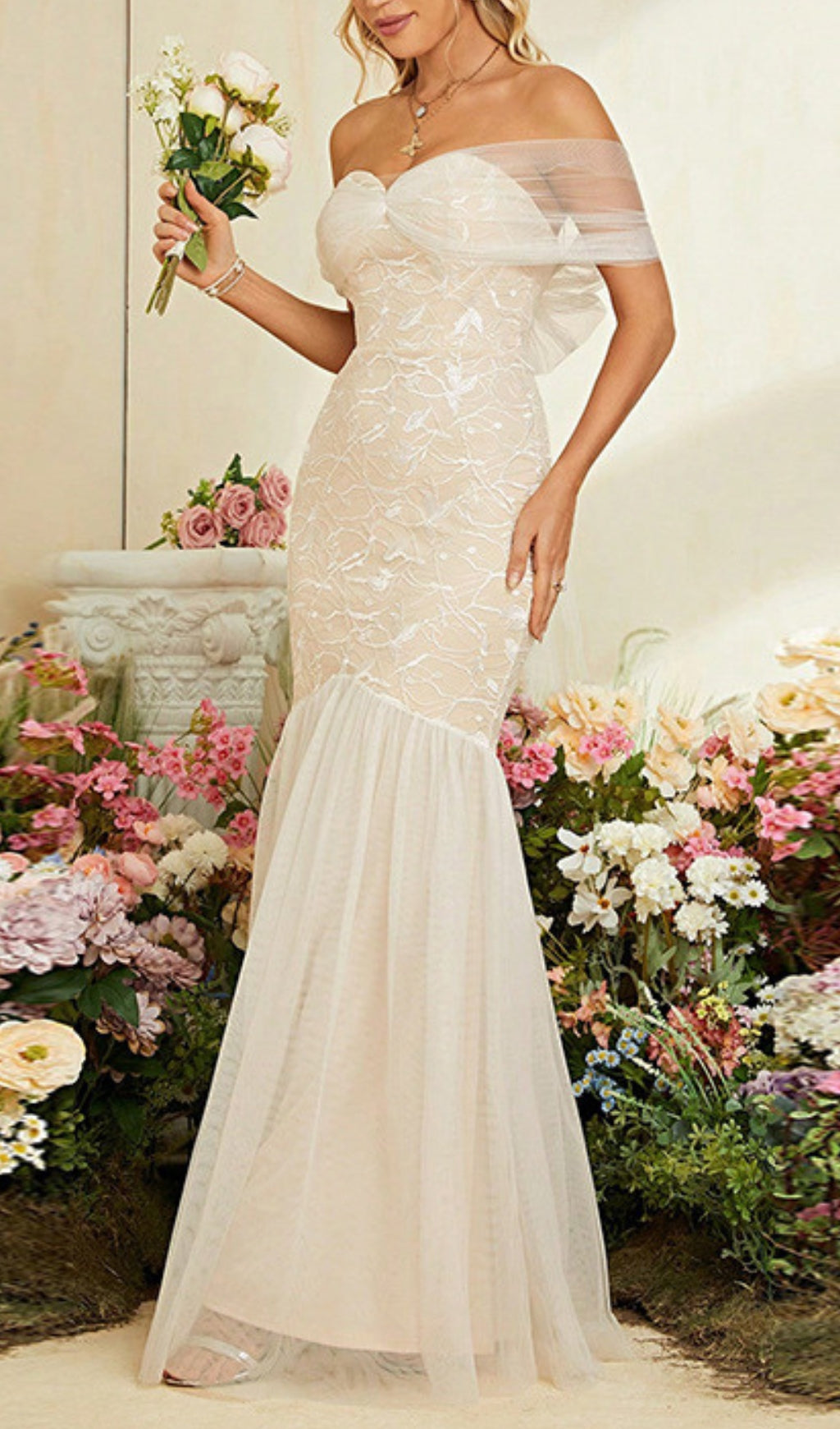 Devyn Lace Mesh Maxi Dress Flowering Girl