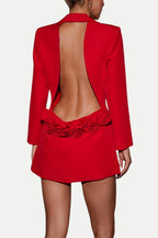 Pathia Floral Cutout Backless Blazer Flowering Girl