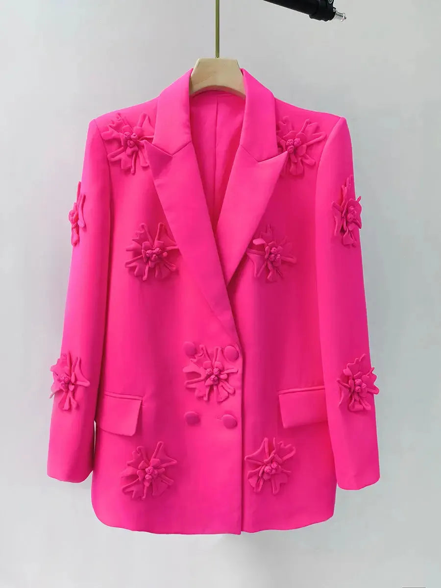 Acedia Pink Three Dimensional Floral Suit Flowering Girl