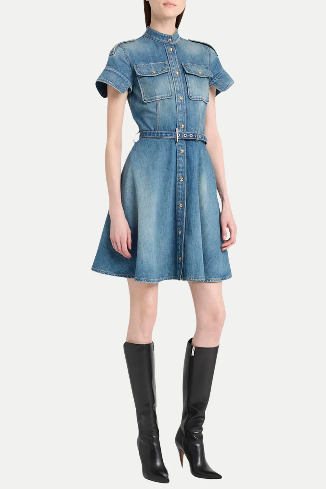 Rigby Belted Denim Mini Dress Flowering Girl