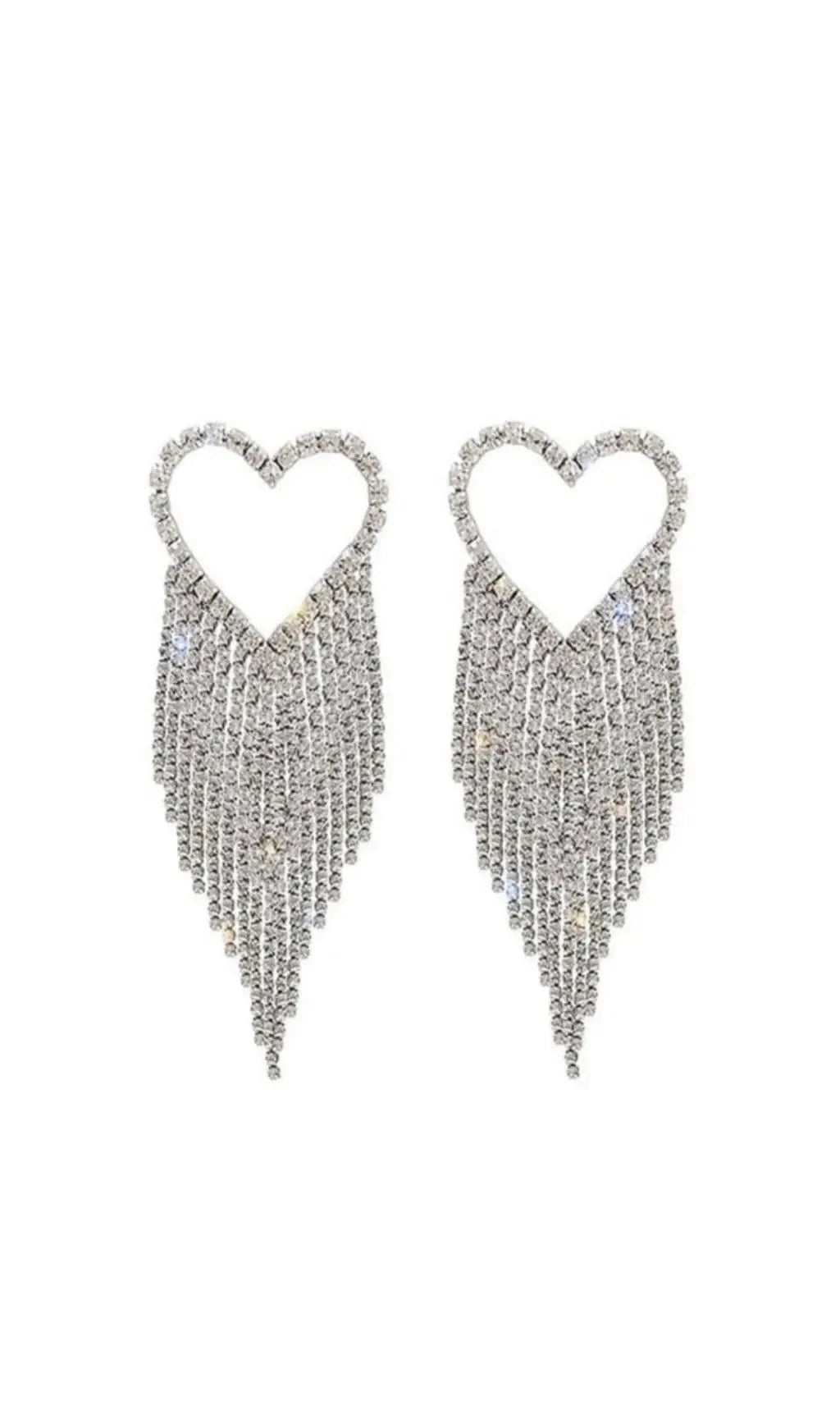 Sliver Rhinestone Tassel Earrings Flowering Girl