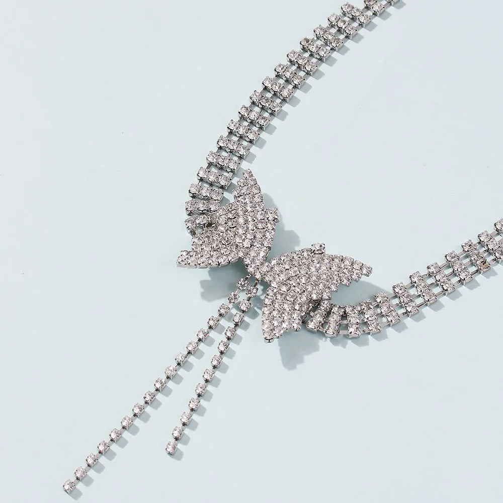 Silver Diamond Butterfly Choker Flowering Girl