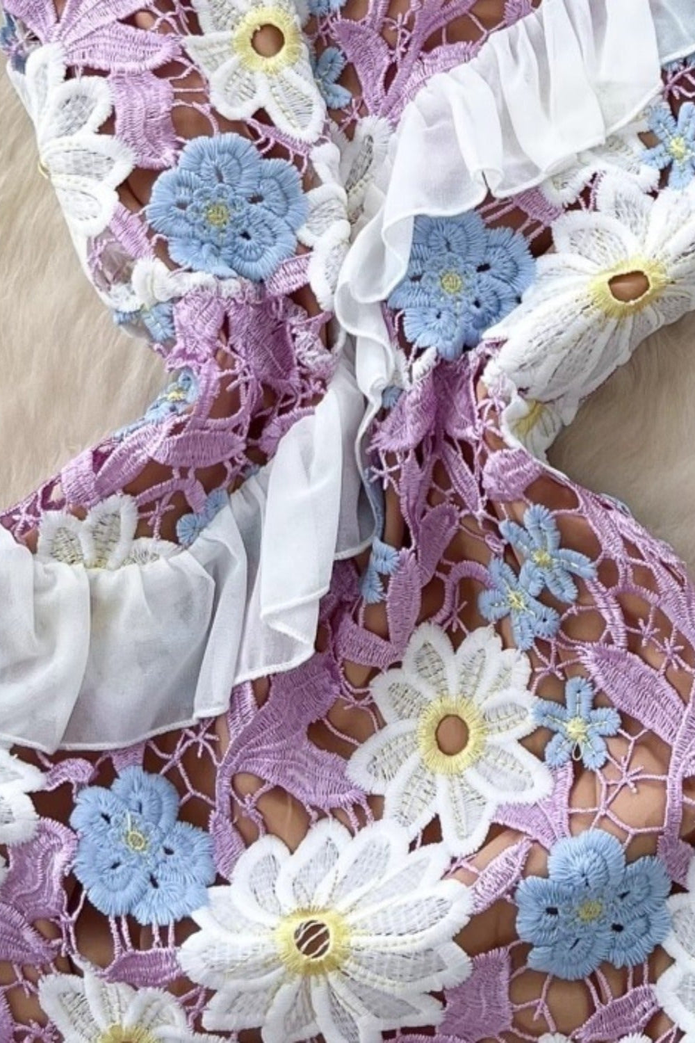Floral One Shoulder Lace Maxi Dress In Purple Flowering Girl