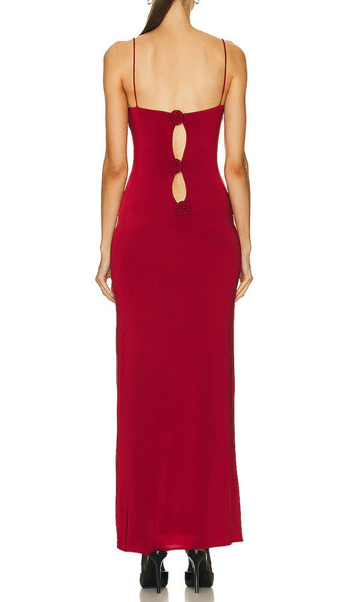 Asim Red Flower Embellished Maxi Dress Flowering Girl