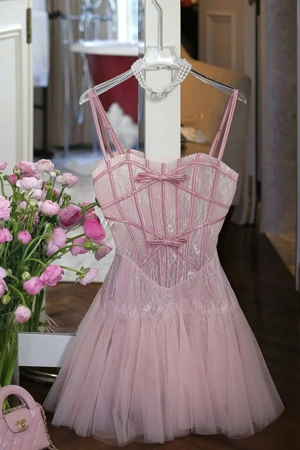 Bow Tulle Corset Mini Dress Flowering Girl