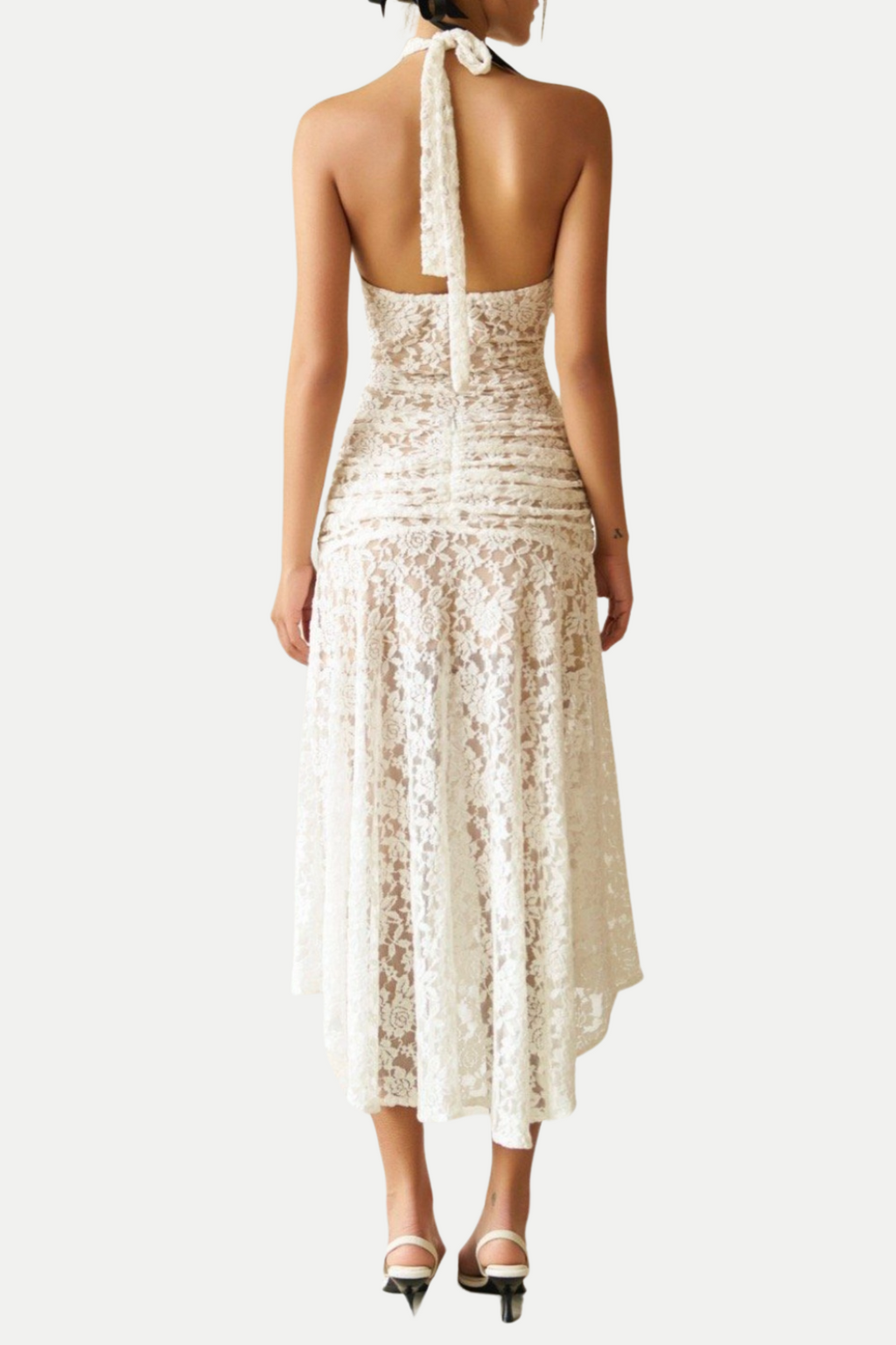 Eorl Halter Lace Midi Dress Flowering Girl