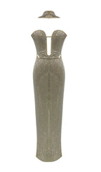 Bride Nude Halter Crystal Maxi Dress Flowering Girl