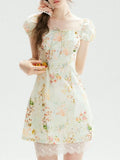 Marta Green Printed Mini Dress Flowering Girl