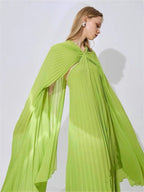 Alyssa Pleated Grass Green Maxi Dress Flowering Girl