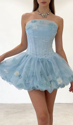 Kalani Strapless Corset Flower Mini Dress Flowering Girl
