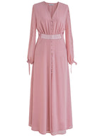 Pink Long-Sleeved Maxi Dress Flowering Girl