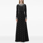 White Long Sleeve Beaded Diamond Maxi Dress Flowering Girl