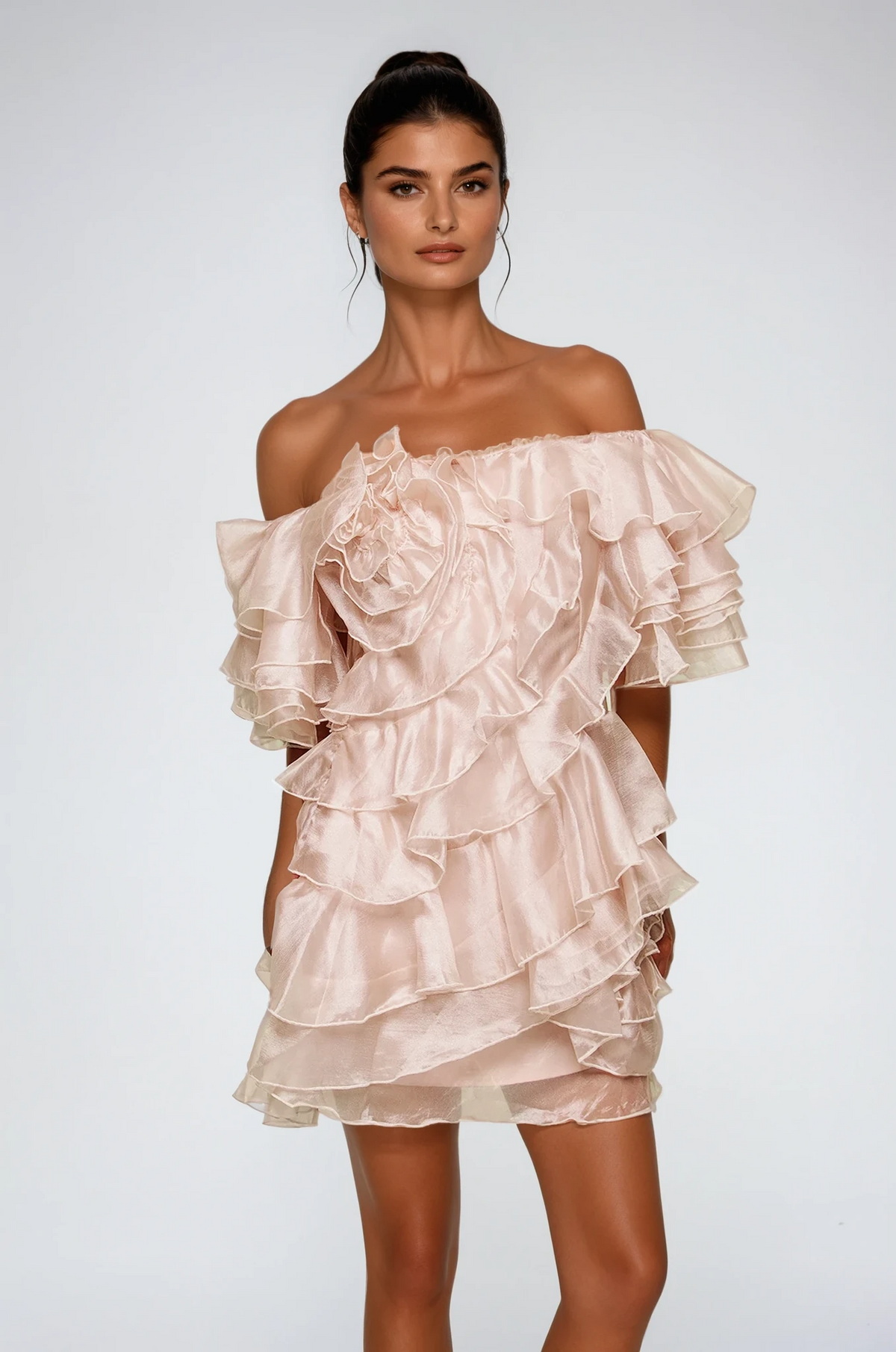 Blandine Ruffle Ruch Mini Dress Flowering Girl