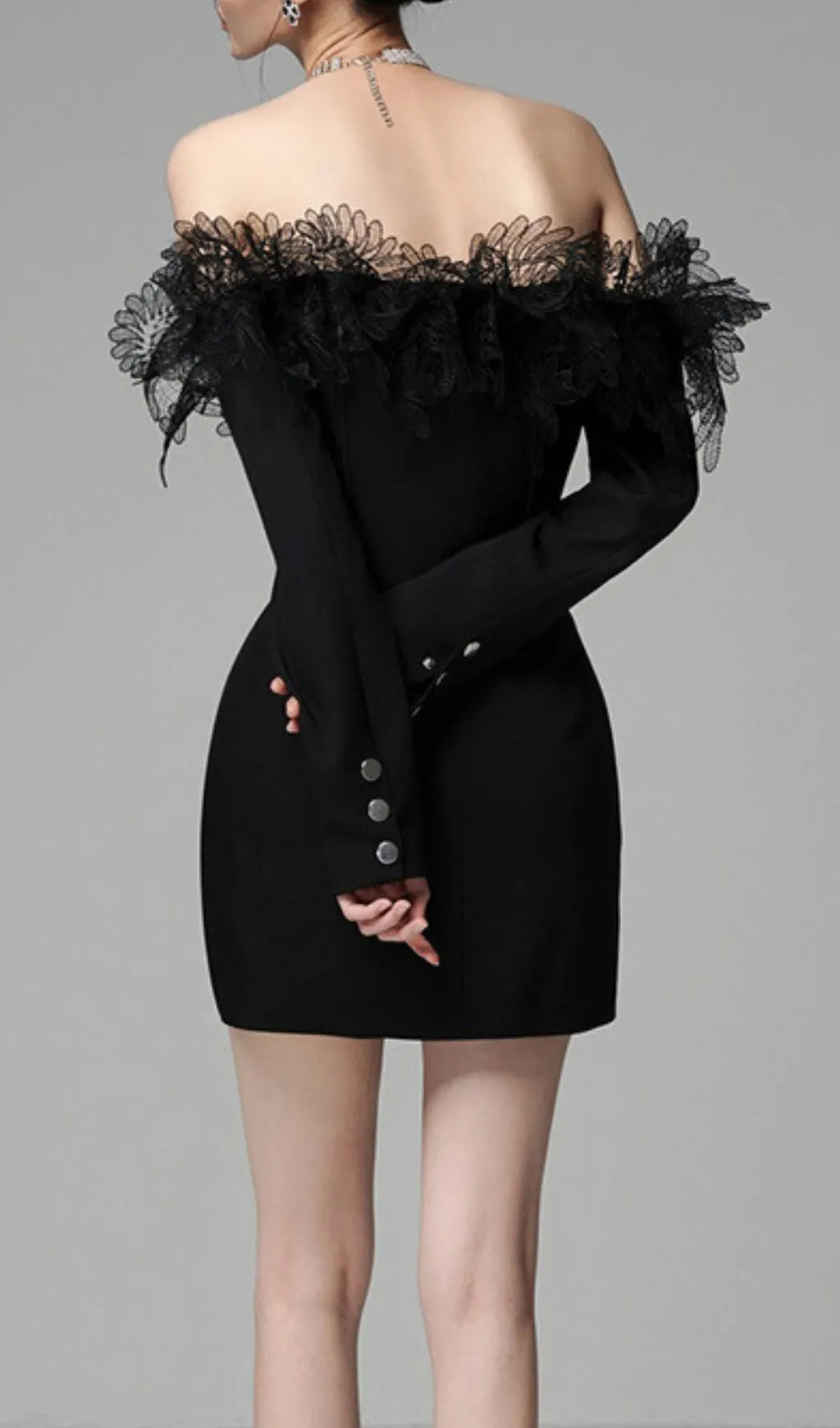 Anya 3D Embroidered Off-Shoulder Dress
