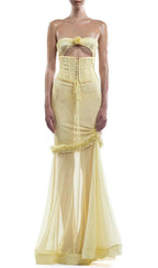 Evren Yellow Strapless Corset Maxi Dress Flowering Girl