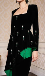 Hedya Black Crystal Long Sleeves Maxi Dress Flowering Girl