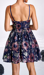 Cedar Navy Flower Corset Mini Dress Flowering Girl