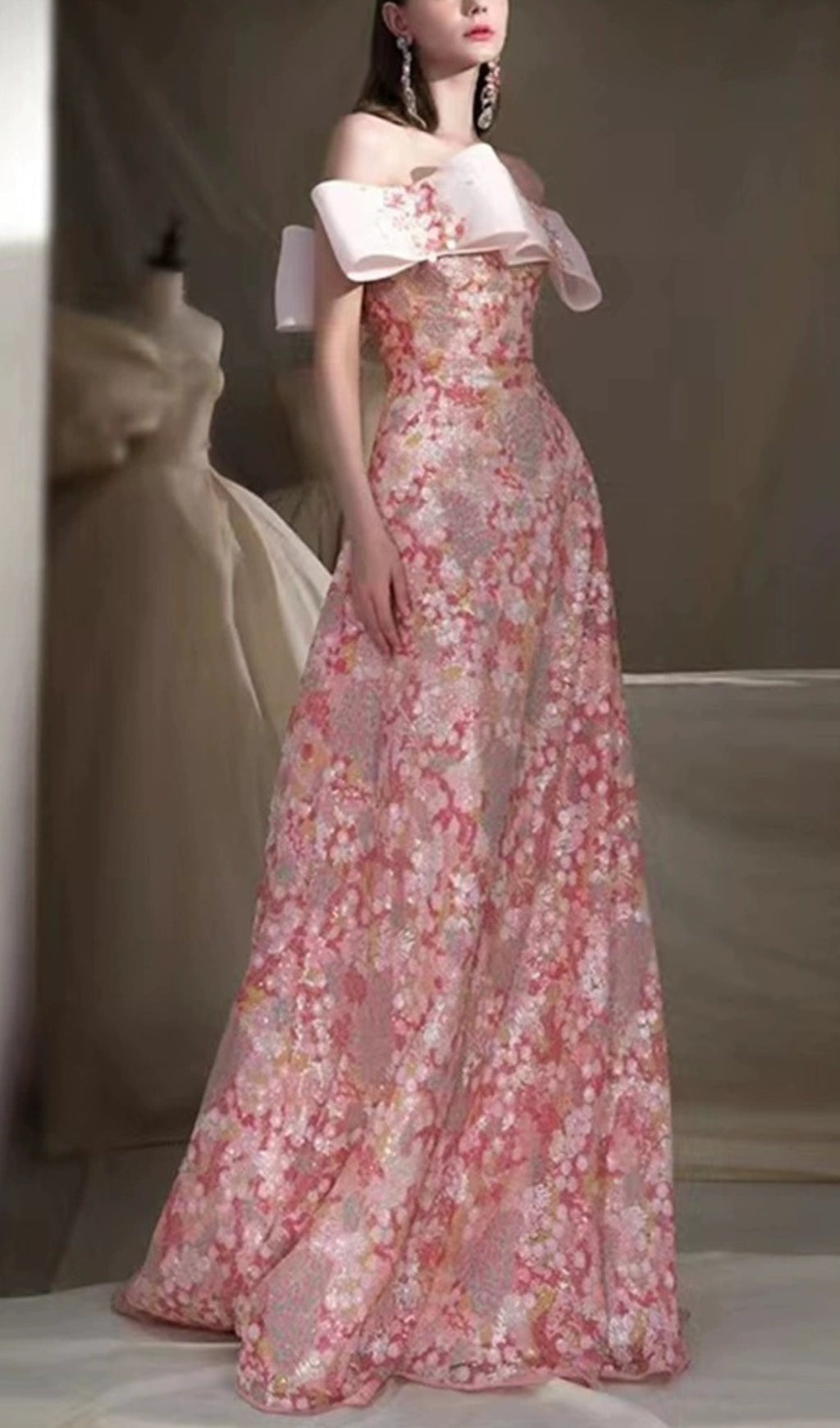 Strapless Floral A-Line Maxi Dress Flowering Girl