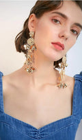 Aisling Gold Tassel Leaf Earrings Flowering Girl