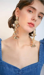 Aisling Gold Tassel Leaf Earrings Flowering Girl