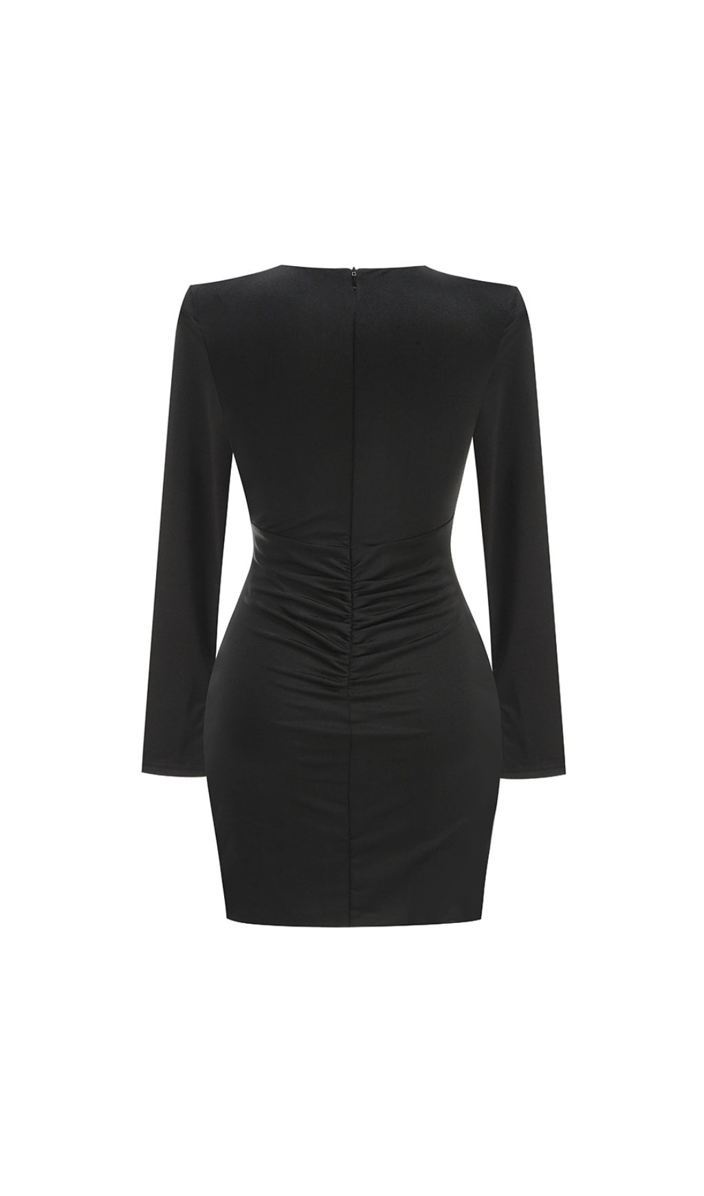 Deana Black Long Sleeve Ruched Mini Dress Flowering Girl