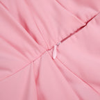 Bess One-Shoulder Slant Neck Pleated Maxi Dress In Pink Flowering Girl