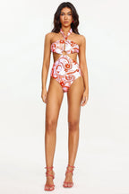 Sissel Flower Print Halter Swimsuit Flowering Girl
