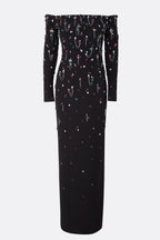 Pamaria Diamante Embroidery Off Shoulder Maxi Dress Flowering Girl