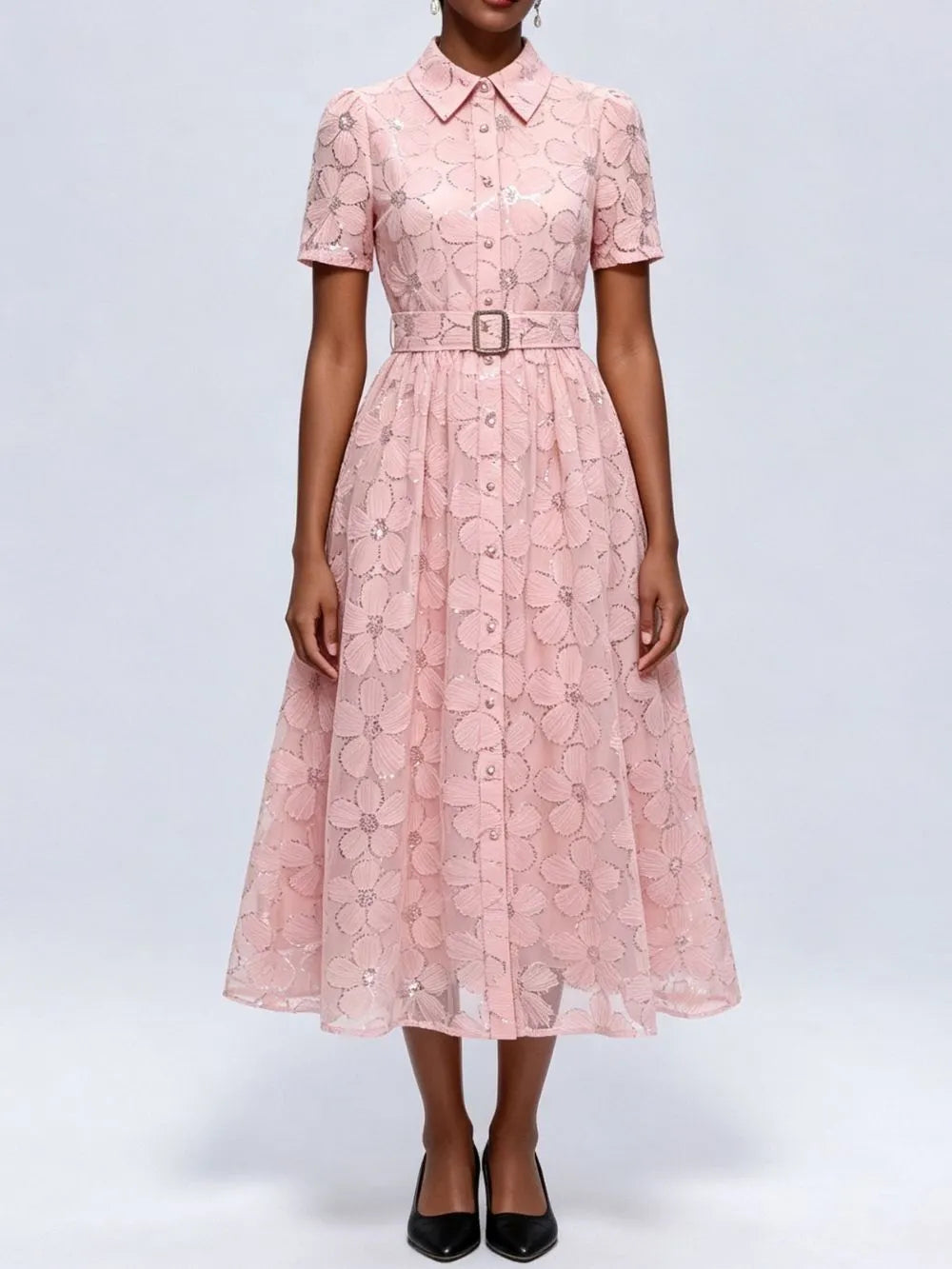 Mahi Pink Floral Midi Dress Flowering Girl