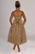 Marissa Midi Dress - Gold Sparkle Flowering Girl