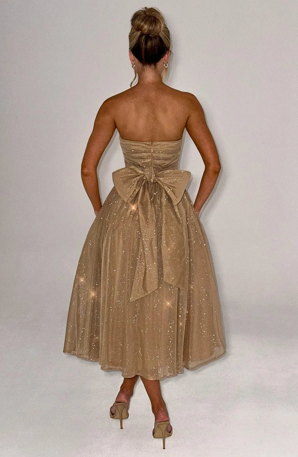 Marissa Midi Dress - Gold Sparkle Flowering Girl