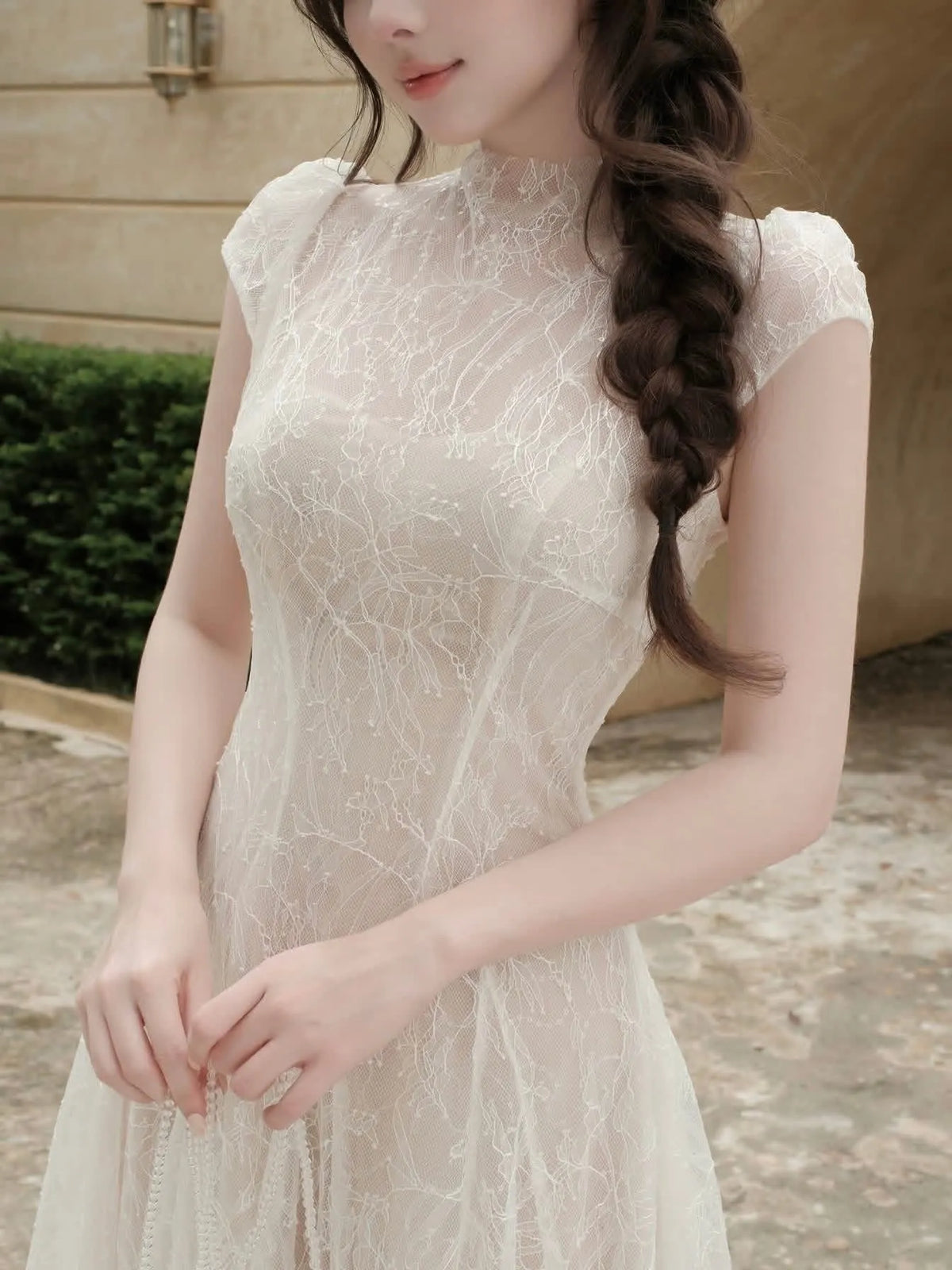 Lace Sequin A Line Midi Dress Flowering Girl
